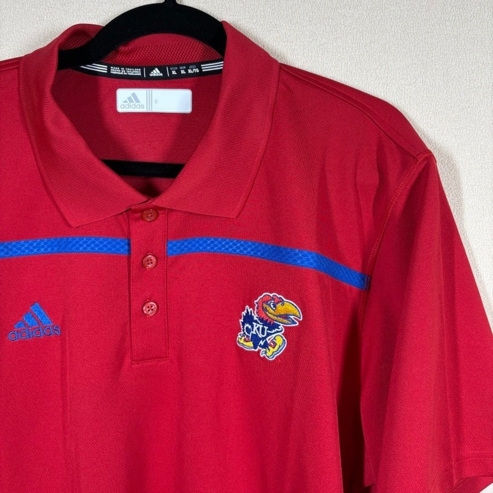 NOS Adidas Kansas Jayhawks KU Coaches Polo Shirt Mens XL Crimson Climalite